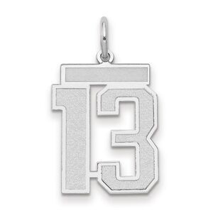 14k White Gold, Jersey Collection, Medium Number 13 Pendant
